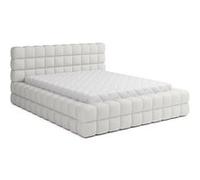 Kingston - lit coffre - 140x200 - sommier inclus - en tissu bouclette - Blanc Blanc