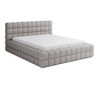 Kingston - lit coffre - 140x200 - sommier inclus - en tissu bouclette - Gris