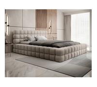 Kingston - lit coffre - 180x200 - sommier inclus - en tissu bouclette - Beige