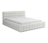 Kingston - lit coffre - 180x200 - sommier inclus - en tissu bouclette - Blanc Blanc
