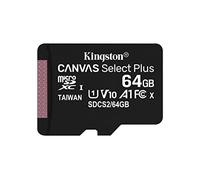 Kingston Canvas Select Plus - Carte mémoire flash (adaptateur microSDXC vers SD inclus(e)) - 64 Go - A1 / Video Class V10 / UHS Class 1 / Class10 - microSDXC UHS-I