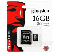 Kingston Micro SDHC 16GB Carte Mémoire Classe 10 UHS-I Flash 45MB/S Adaptateur