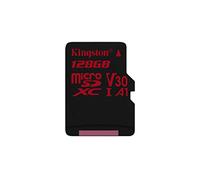 Kingston MicroSD Canvas React -( SDCR/128GBSP) Class 10, sans Adaptateur SD, La Carte Idéale pour la Vidéo 4k et les Photos en Mode Rafale