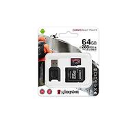 Kingston MLPMR2/64GB Carte microSD (64GB microSDXC React Plus SDCR2 Avec adaptateur SD + Lecteur de carte )