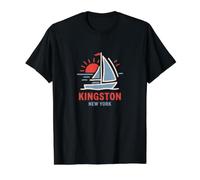 Kingston New York Voilier Coucher de Soleil T-Shirt Graphique avec Valeur