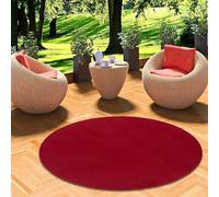Kingston - Tapis Type Gazon Artificiel Rond - pour Jardin, Terrasse, Balcon - Rouge - 3 Tailles Disponibles