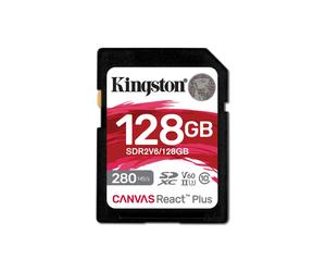 Kingston Technology 128GB Canvas React Plus SDXC UHS-II 280R/100W U3 V60 for Full HD/4K