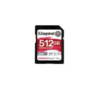 Kingston Technology Canvas React Plus SDXC 512GB UHS-II U3 V60, Lecture 280MB/s, Ecriture 150MB/s, exFAT, Température -25°C à 85°C
