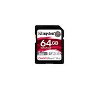 Kingston Technology 64GB Canvas React Plus SDXC UHS-II 300R/260W U3 V90 for Full HD/4K/8K