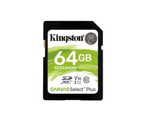 Kingston Technology Carte SDXC Canvas Select Plus 100R C10 UHS-I U1 V10 de 64 Go