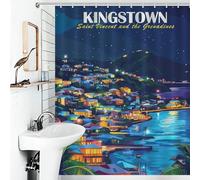 Kingstown, Saint Vincent And The Grenadines Ensemble De Décoration De Salle De Bain Moderne En Tissu Polyester Épais Et Résistant Pour Baignoire Et Cabine De Douche 56.30x70.87Inch（143x180cm）