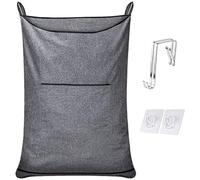 KINGSUSLAY Panier à linge à suspendre, panier à linge à suspendre avec crochets de suspension, sac à linge à suspendre et panier de salle de bain au-dessus de la porte (89x56 cm, gris chiné)