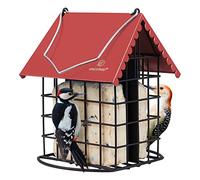 Kingsyard Mangeoire à suif mignonne avec toit résistant aux intempéries, tout en métal, capacité de deux suif - Mangeoire à oiseaux pour oiseaux sauvages - Avec crochet - Rouge