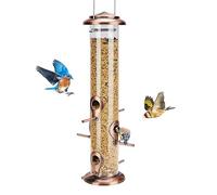 Kingsyard Mangeoires à oiseaux en métal pour suspension extérieure, tube extra épais avec cintre en acier et 6 ports, 38,1 cm, résistant à la mastication, résistant aux intempéries et à l'eau, cuivre