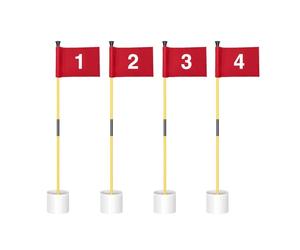 KINGTOP Drapeau de Pratique au Putting Vert, Drapeaux de Golf portatifs Blanc/Rouge en Option avec numéro 1, 2, 3 Disponibles, 4 Pack- Red Flags #1,2,3,4