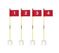 KINGTOP - Drapeau de putting miniature pour jardin, mât de 91 cm, drapeaux rouges utilisés n°1, 2, 3 et 4 avec trous de putting, kit portable en 2 sections, lot de 4 pièces, intérieur et extérieur