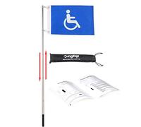KINGTOP Drapeau handicap, drapeaux de 30,5 x 45,7 cm, mât télescopique de 121,9 cm avec sac de rangement, drapeau en nylon 420D pour chariot de golf et vélo