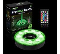 KINGTOP Lampe de trou de golf à LED en forme de O pour arrière-cour, vert | Accessoires de golf de nuit, éclairage RVB, 16 couleurs, télécommande, minuterie de 1 à 4 heures, étanchéité IP65