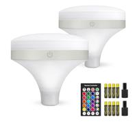 KINGTOP Lot de 2 phares de golf LED RVB pour mise en place de nuit, lampe étanche à visser avec télécommande et contrôle tactile, adaptateur M8 vers 3/8-24, cadeau de cours d'arrière-cour