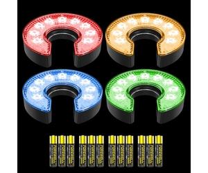 KINGTOP Lot de 4 lumières LED pour Trou de Golf avec lentille, éclairage RVB de Nuit, lumières Vertes, lumières phosphorescentes pour Trous de Golf, Installation EZ, idéales pour Le Golf, Les fêtes