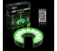 KINGTOP Lumière LED en forme de C pour trou de golf dans le jardin, vert, 1 | Accessoires de golf de nuit, éclairage RVB, 16 couleurs, télécommande, minuterie de 1 à 4 heures, étanchéité IP65