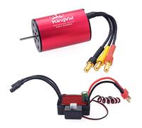 KingVal Arbre de moteur sans balais de rechange 2435 4500 KV étanche de 2,3 mm avec ESC sans balais 25 A compatible avec voiture télécommandée 1/16 1/18