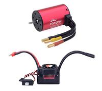 KingVal Arbre de moteur sans balais étanche 3660 4200 KV 3,175 mm avec ESC sans balais 80 A compatible avec voiture télécommandée 1/10