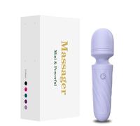 KINGWAND Mini masseur personnel portable - Étanche, rechargeable par USB, 10 vibrations - Parfait pour le dos, les jambes, les douleurs aux mains et la récupération sportive (gris/violet)