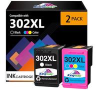 KINGWAY 302 XL Cartouche Encre pour HP 302XL Compatible avec HP Deskjet 3639 3630 3636 2130 1110, Envy 4520 4525 4524 4527, Officejet 3831 4650 4658 3833 (1 Noir, 1 Couleur)
