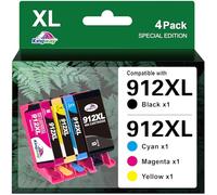 KINGWAY 912 XL Remanufactured Cartouches d'encre Compatible pour HP 912 912 XL pour HP OfficeJet Pro 8012 8015 8017 8020 8022 8023 8024 8025 (Noir Cyan Magenta Jaune, 4 Pack)