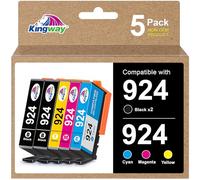 KINGWAY 924 Cartouche Compatibles pour HP 924 Cartouches d'encre Multipack pour HP OfficeJet Pro 8120e OfficeJet Pro 8122e 8124e 8125e 8130e 8132e 8134e 8135e 8138e 8139e, Pack de 5 (Pas avec Puce)