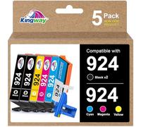 KINGWAY 924 Cartouches d'encre pour HP 924 Multipack Compatibles avec HP OfficeJet Pro 8122e 8120e 8124e 8130e 8132e 8125e 8135e 8138e 8139e(5 Pack, Pas de Puce)