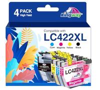 KINGWAY LC422XL LC422 XL Cartouches d'encre Compatible pour Brother LC422 XL LC422XL LC-422XL LC-422VAL pour Brother MFC-J5740DW MFC-J5340DW MFC-J6540DW MFC-J6940DW MFC-J5345DW (4 Pack)