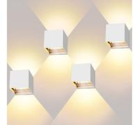 Kingwei 4 Pack Applique Murale Interieur/Exterieur 12W Appliques Murales 3000K Blanc Chaud Lampe Aplique Mural Moderne Design Etanche IP65