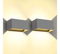 Kingwen 2 PCS 20W Applique Murale Intérieur/Extérieur 3000K blanc chaud LED Appliques Murales Angle de Rayonnement Réglable Applique Extérieur IP65 Étanche (Gris)