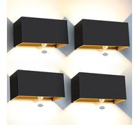 Kingwen 20W Applique Murale Exterieur avec Detecteur de Mouvement 3000K Blanc Chaud LED Appliques Murales Interieur Angle de Rayonnement Réglable Noir Applique Exterieur IP65 Étanche