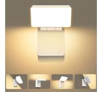 Kingwen Applique murale blanche 40 W 3000 K, applique murale extérieure pliable et pivotante avec panneau LED orientable, éclairage extérieur IP65 pour entrées de terrasse et jardins