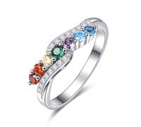KINGWHYTE Bague 7 chakras pour femme en argent sterling 925 - Bijou de guérison des chakras - Cadeau d'anniversaire pour maman - Amateur de yoga