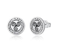 KINGWHYTE Boucle d'oreille viking, argent sterling 925, viking/Odin/CelticKnot/Triskele/marteau de Thor, boucle d'oreille punk vintage nordique pour homme
