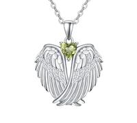 KINGWHYTE Collier ange gardien en argent sterling avec pendentif en forme d'ailes d'ange avec cœur en zircon