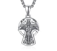 KINGWHYTE Collier Saint Michel en argent massif 925 Collier de croix celtique Saint Michel Archange Pendentif pour homme Pendentif de protection avec chaîne Rolo de 56 cm + 5 cm Eusense Archange