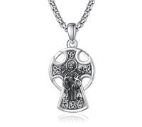 KINGWHYTE Saint Francis Collier avec pendentif en forme de croix celtique en argent sterling 925 pour homme et femme