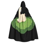 Kingww Alpaga sur feuille de lotus Halloween Cape à capuche pour homme et femme : cape légère en polyester avec capuche - Parfait pour cosplay, Halloween et fêtes costumées