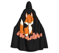 Kingww Cape à capuche Little Fox In The Petals pour homme et femme : cape légère en polyester avec capuche - Parfaite pour cosplay, Halloween et fêtes costumées