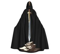 Kingww Cape à capuche Sword On The Rock pour homme et femme : cape légère en polyester avec capuche - Parfaite pour cosplay, Halloween et fêtes costumées