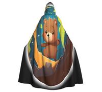 Kingww Cape à capuche The Little Bear On The Planet pour homme et femme : cape légère en polyester avec capuche - Parfaite pour cosplay, Halloween et fêtes costumées