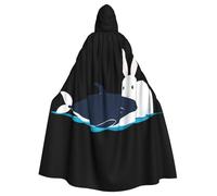 Kingww Cape à capuche The Little White Rabbit Who Saved The Whale Halloween pour homme et femme : cape légère en polyester avec capuche - Parfaite pour cosplay, Halloween et fêtes costumées
