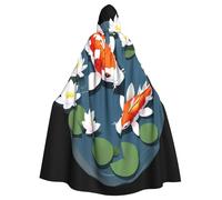 Kingww Koi Plays Lotus Halloween Cape à capuche pour homme et femme : cape légère en polyester avec capuche - Parfait pour cosplay, Halloween et fêtes costumées