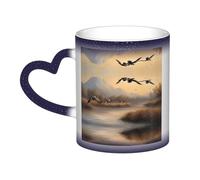 Kingww Mug magique réactif à la chaleur avec des canards sauvages chasseurs volants 325 ml - Une expérience de boisson qui change de couleur avec la température