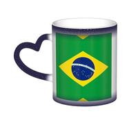 Kingww Mug magique réactif à la chaleur avec drapeau brésilien, 325 ml - Une expérience de boisson qui change de couleur avec la température